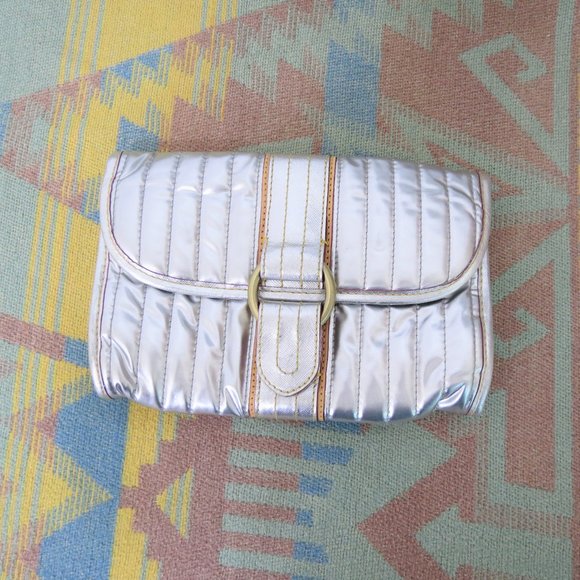 MZ Wallace Handbags - MZ Wallace Shiny Silver Clutch Bag